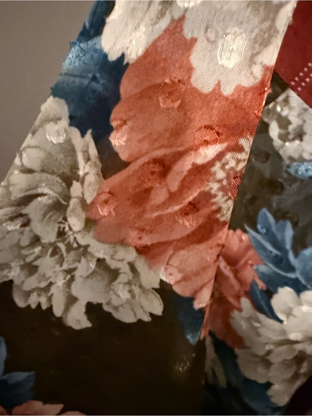 Boho Diamond-Print Rust Tunic with Floral Tie Sleeves - Picture 5 of 6